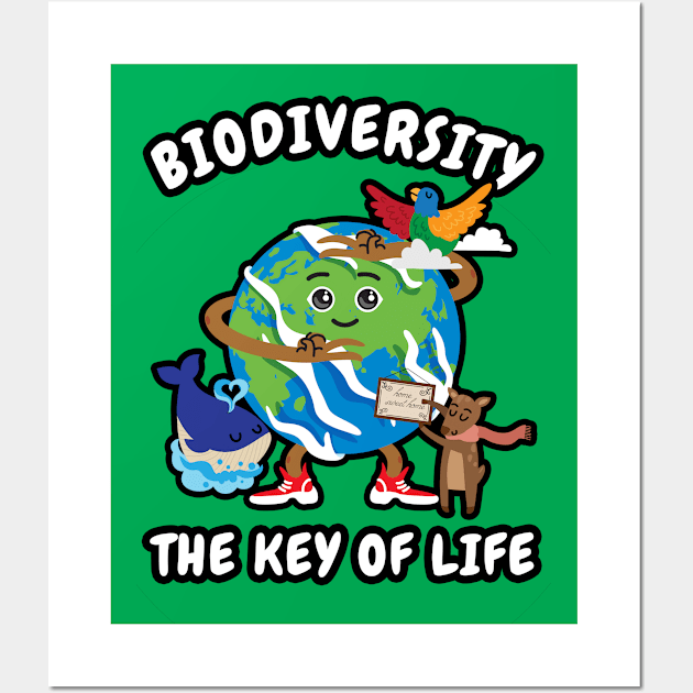 🦜 Biodiversity Is the Key of Life, Save the Earth Wall Art by Pixoplanet